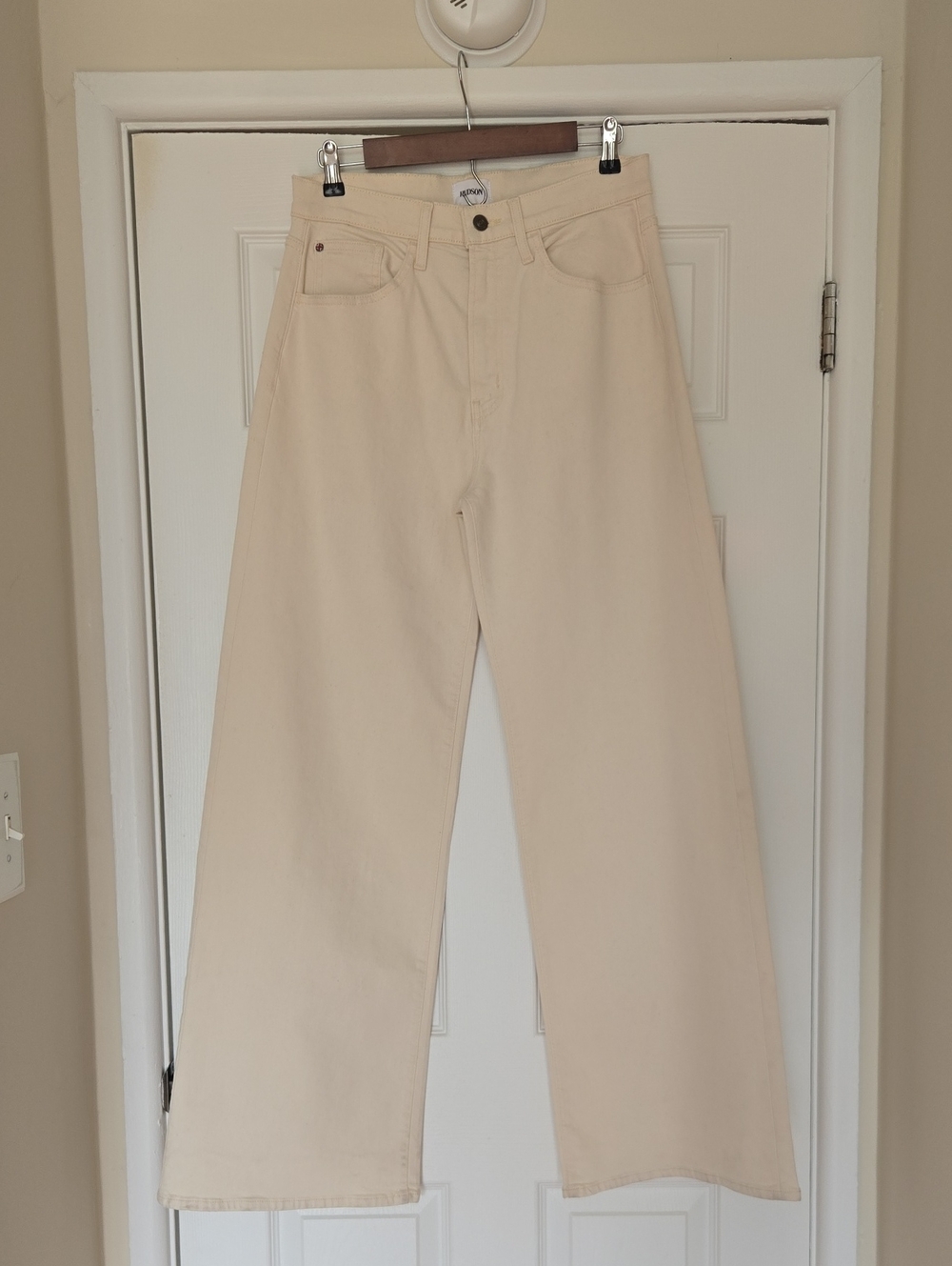 Hudson Jolene Ecru Wide Leg Jeans Women’s 28 High Rise 32” Inseam - Picture 4 of 16
